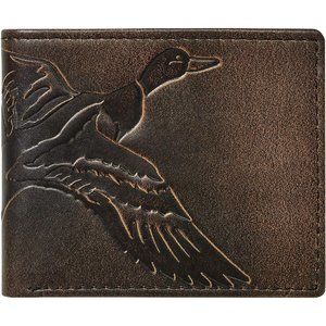 Men's Wallet Hand Burnished Full Grain Leather Slim Wallet Duck Hunter Gift